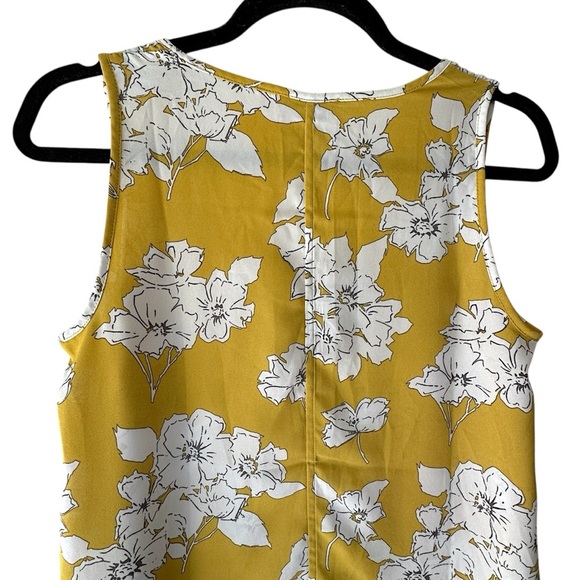 LOFT | NWOT SLEEVELESS FLORAL TANK STYLE TOP MUSTARD YELLOW WHITE | EXTRA SMALL - Picture 7 of 9